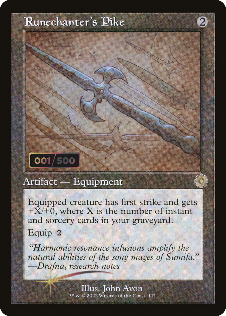 Image of Runechanter's Pike (Schematic) (Serial Numbered) (BRR-111) - The Brothers' War Retro Artifacts Foil