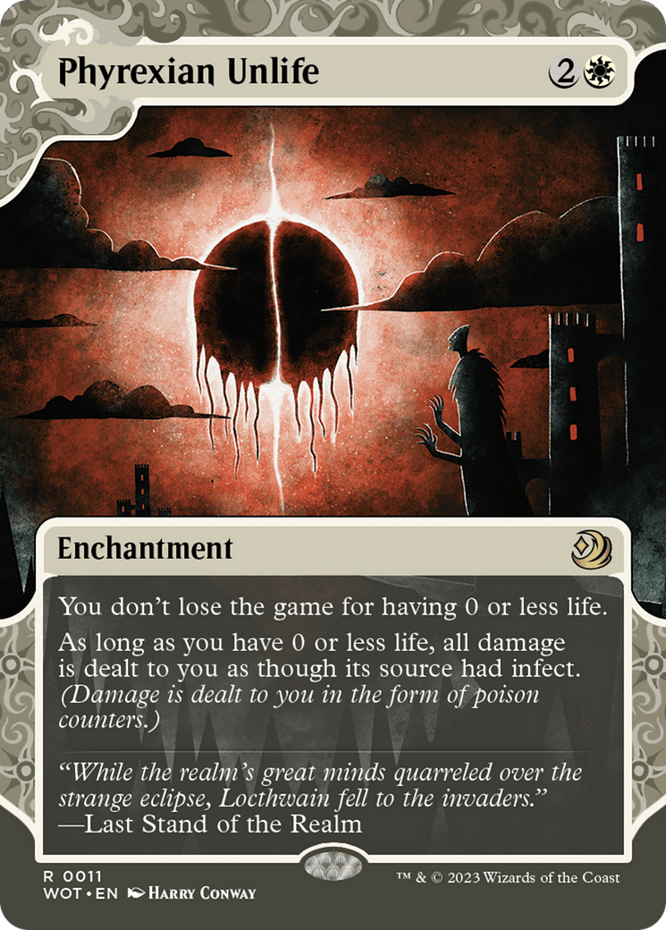 Image of Phyrexian Unlife (WOT-011) - Wilds of Eldraine: Enchanting Tales: (Showcase) (Borderless) Foil