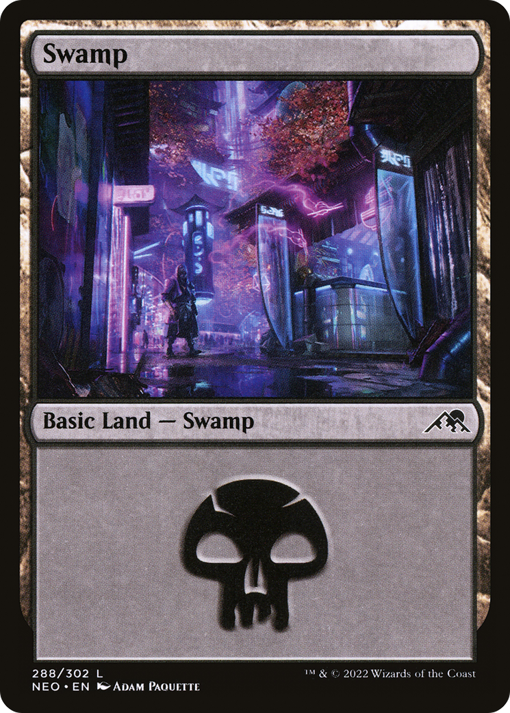 Image of Swamp (288) (NEO-288) - Kamigawa: Neon Dynasty Foil