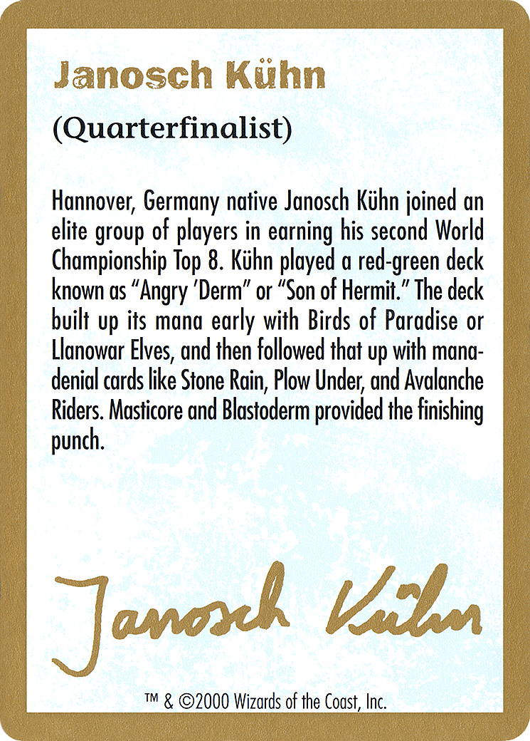 Image of 2000 Janosch Kuhn Biography Card (WCD-) - World Championship Decks 2000