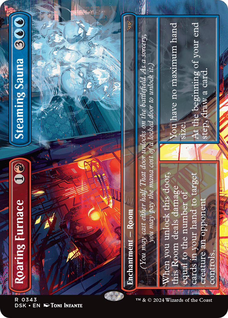 Image of Roaring Furnace // Steaming Sauna (Borderless) (DSK-343) - Duskmourn: House of Horror (Borderless) Foil