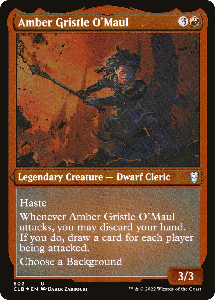 Image of Amber Gristle O'Maul (CLB-502) - Commander Legends: Battle for Baldur's Gate Etched Foil