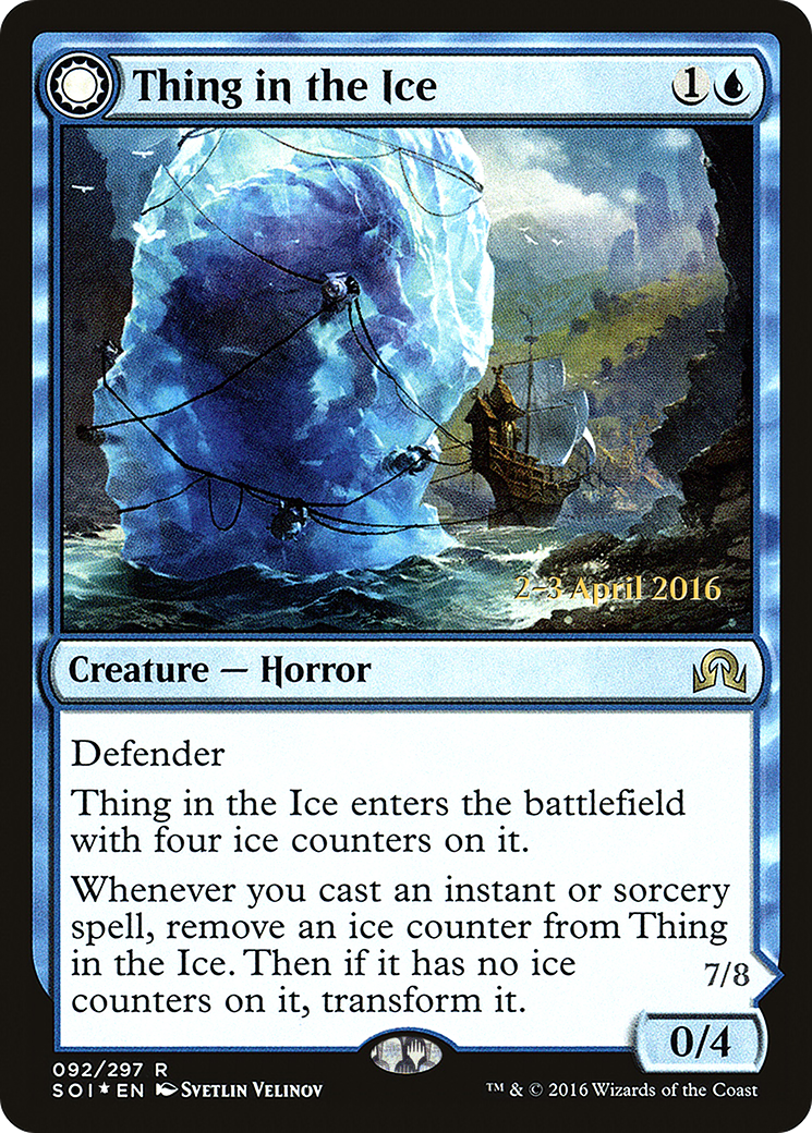Image of Thing in the Ice (PRE-092) - Shadows over Innistrad Promos: (Double Faced Transform) Foil