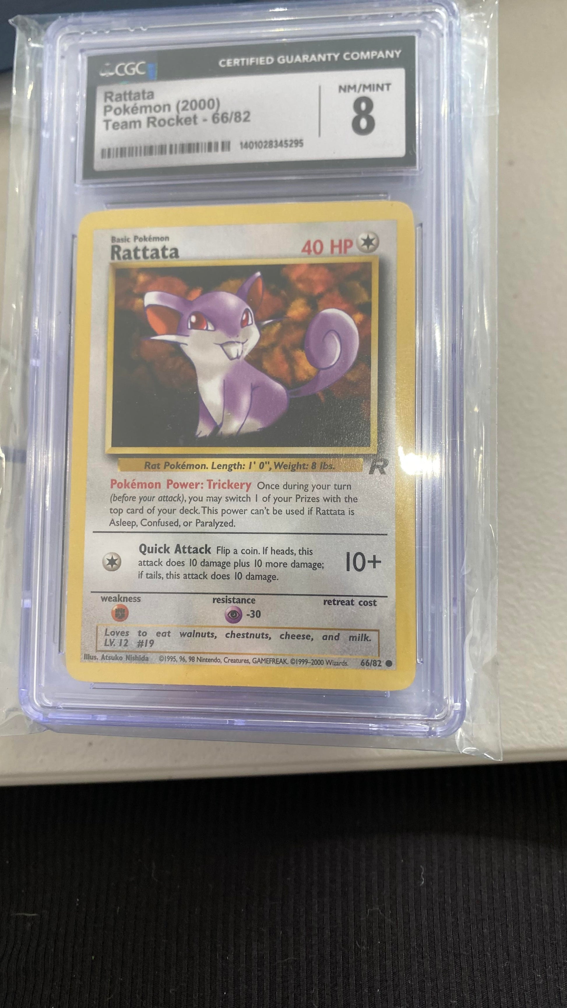 CGC: Grade 8 - 2000 Unlimited Rattata - 66/82 - Team Rocket