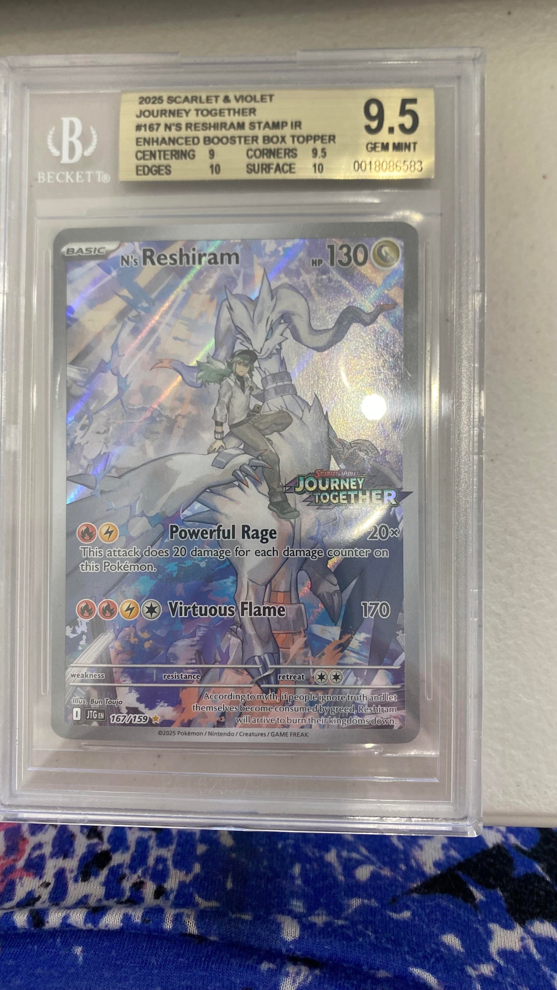 * Beckett: Grade 9.5 - N's Reshiram (Stamped) - JTG - Gem Mint