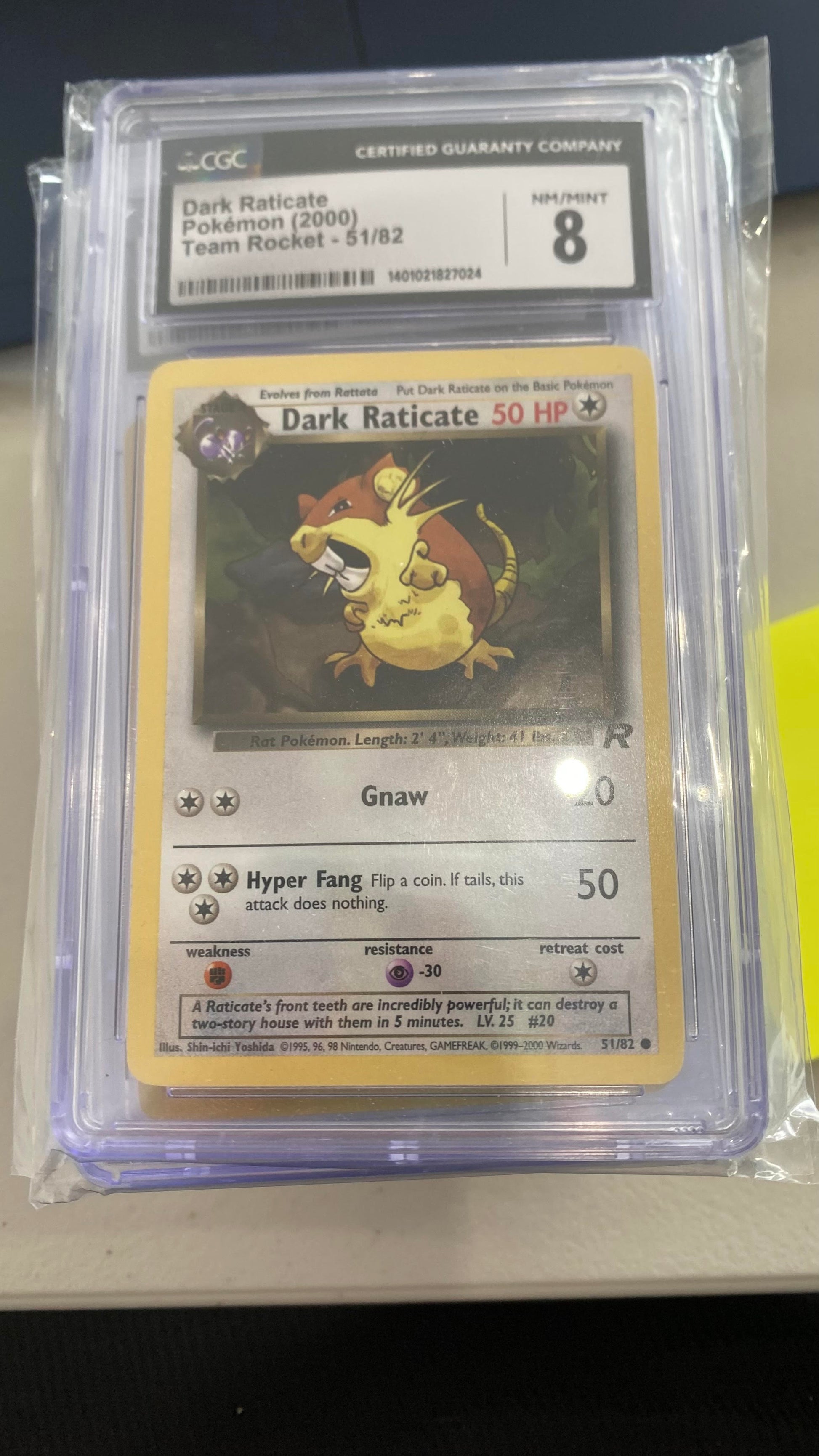 CGC: Grade 8 - 2000 Unlimited Dark Raticate - 51/82 - Team Rocket