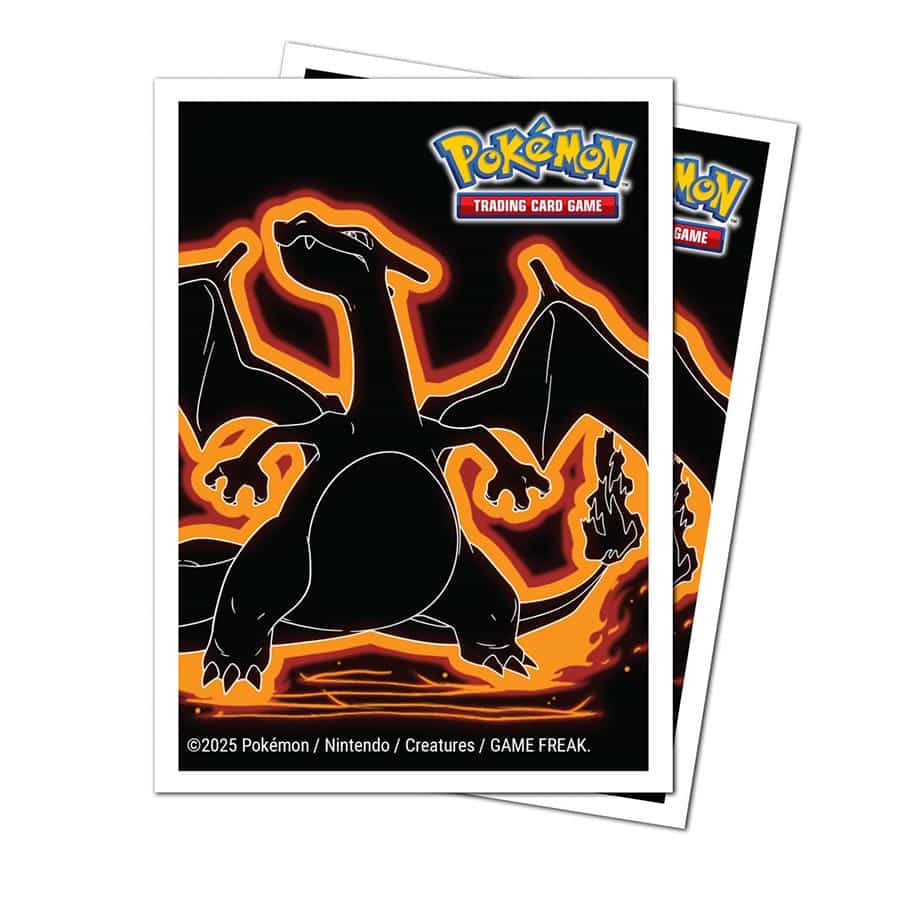 Image of ULTRA PRO: Pokémon TCG: NEON KANTO 105CT APEX DECK PROTECTOR SLEEVES: CHARIZARD