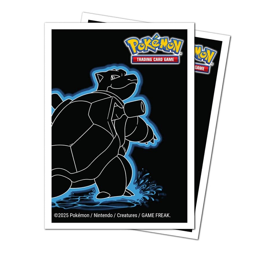 Image of ULTRA PRO: Pokémon TCG: NEON KANTO 105CT APEX DECK PROTECTOR SLEEVES: BLASTOISE